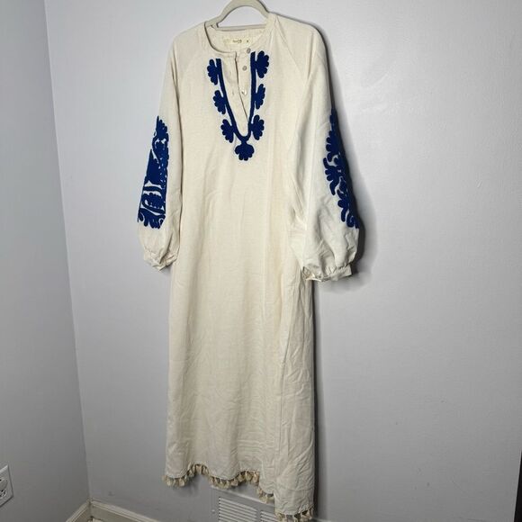 Touché Prive EMBROIDERED LINEN DRESS size UK 38 - Picture 3 of 10
